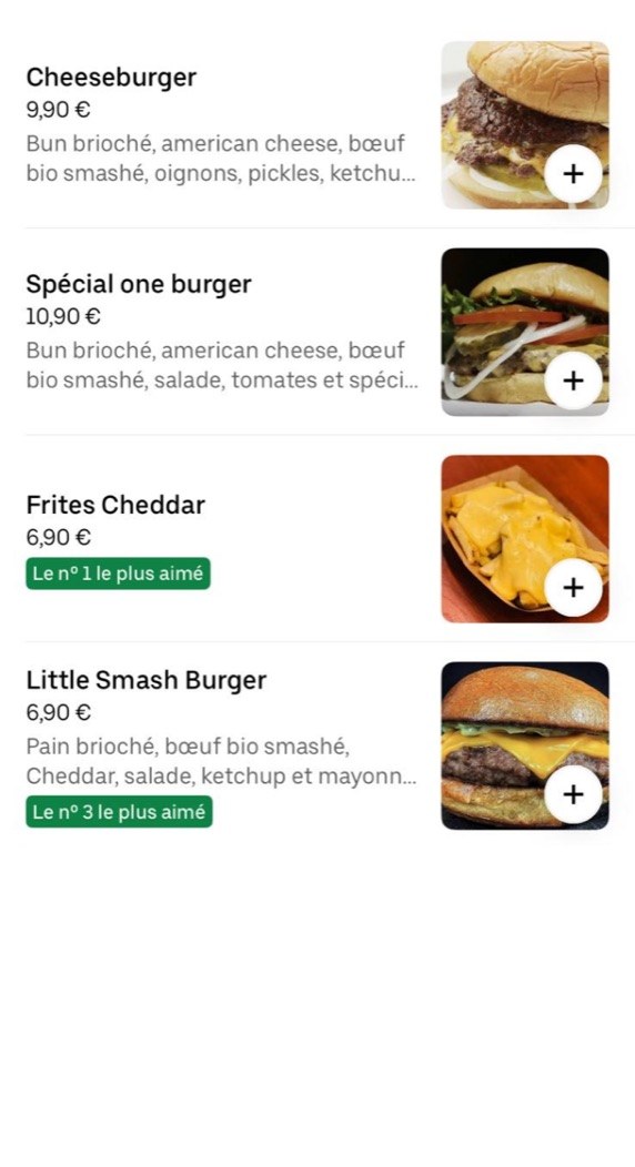 Fiche Uber Eats Smash Burger Besançon, avant