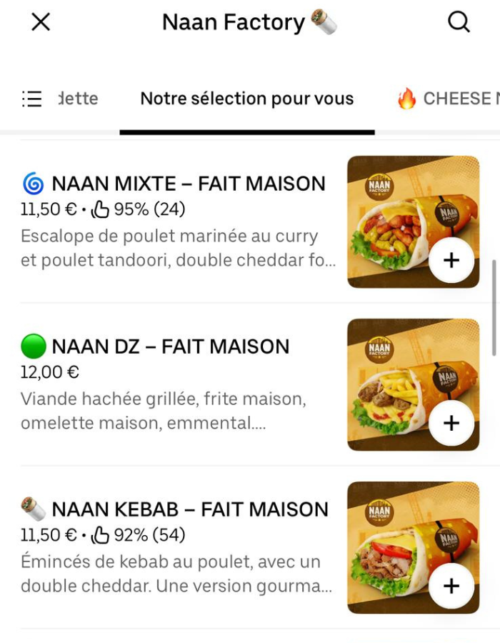 Naan Factory - Profil Uber Eats