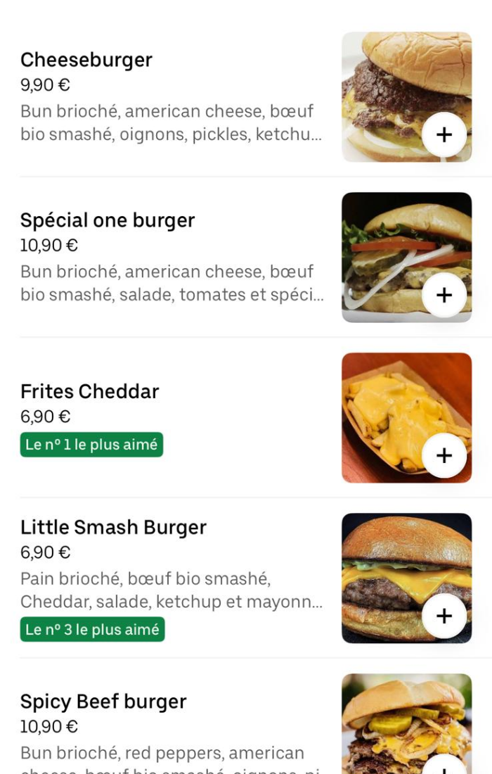Profil Uber Eats Smash Burger Besançon — Avant